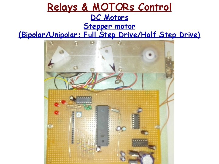 Relays & MOTORs Control DC Motors Stepper motor (Bipolar/Unipolar: Full Step Drive/Half Step Drive)