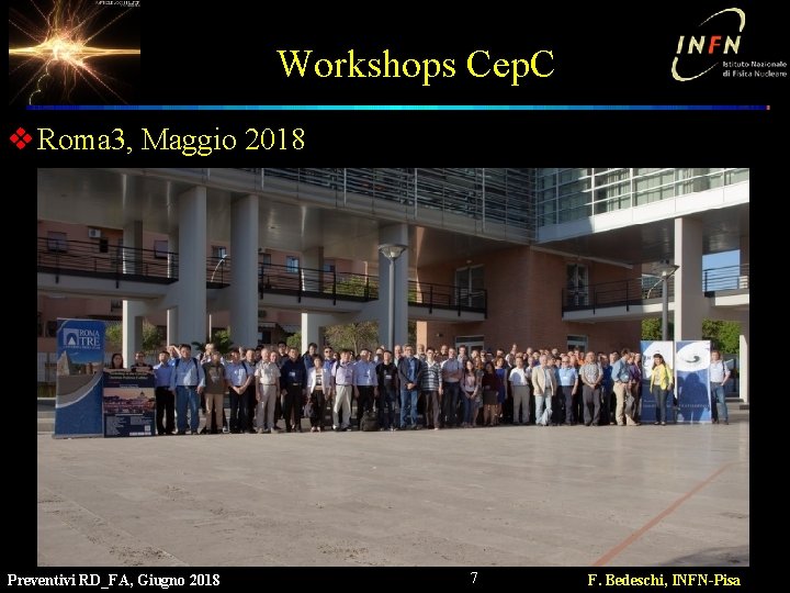 Workshops Cep. C v Roma 3, Maggio 2018 Preventivi RD_FA, Giugno 2018 7 F.