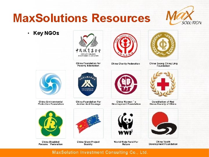 Max. Solutions Resources • Key NGOs 