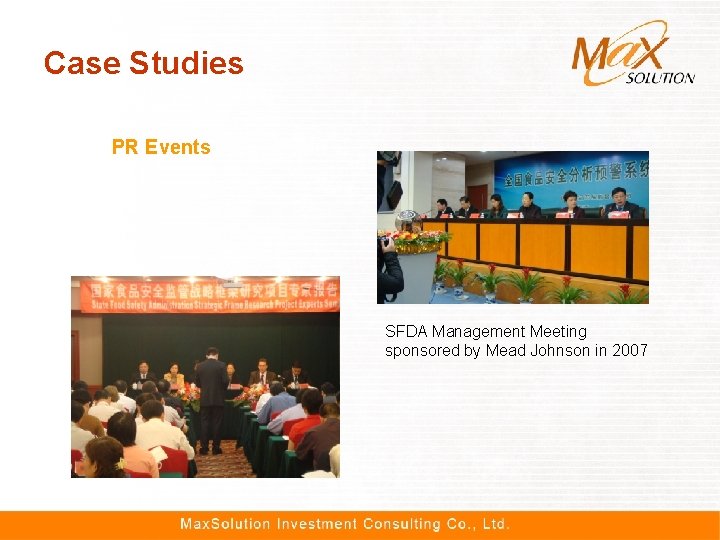 Case Studies PR Events SFDA Management Meeting sponsored by Mead Johnson in 2007 