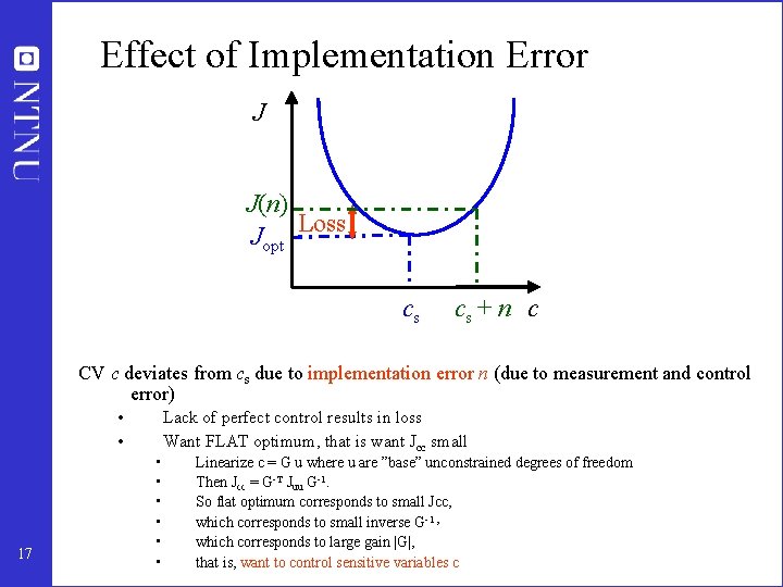 Effect of Implementation Error J J(n) Jopt Loss cs cs + n c CV