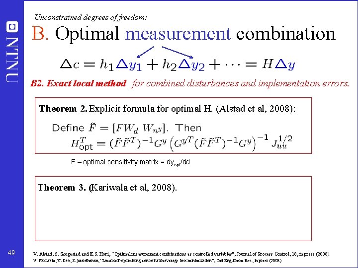 Unconstrained degrees of freedom: B. Optimal measurement combination B 2. Exact local method for