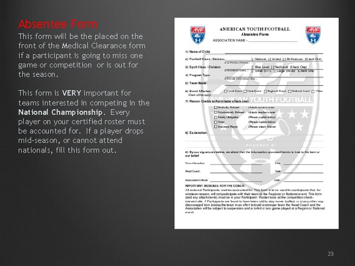 Absentee Form This form will be the placed on the front of the Medical Absentee Form This form will be the placed on the front of the Medical