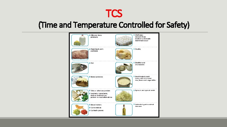 TCS (Time and Temperature Controlled for Safety) 