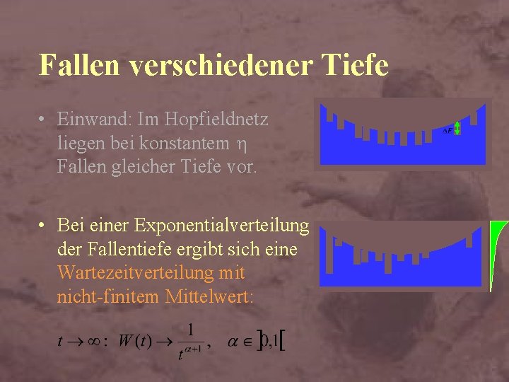 Fallen verschiedener Tiefe • Einwand: Im Hopfieldnetz liegen bei konstantem Fallen gleicher Tiefe vor.
