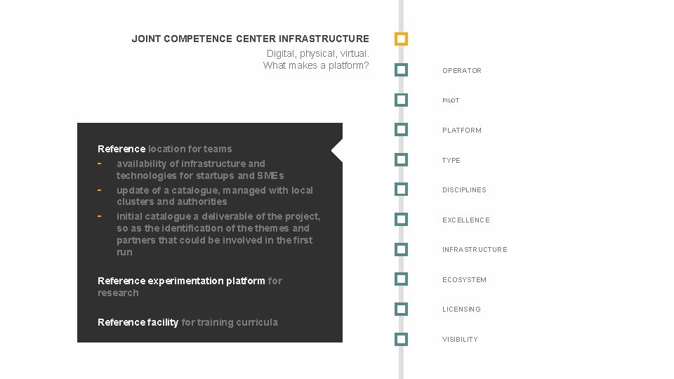 JOINT COMPETENCE CENTER INFRASTRUCTURE Digital, physical, virtual. What makes a platform? OPERATOR PILOT PLATFORM