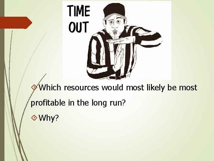  Which resources would most likely be most profitable in the long run? Why?