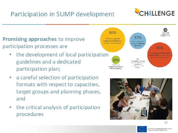 Participation in SUMP development Promising approaches to improve participation processes are • the development