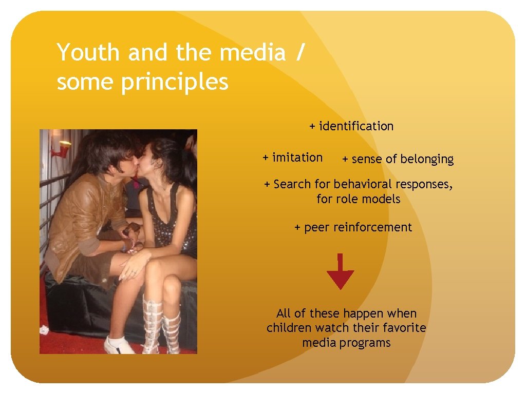 Youth and the media / some principles + identification + imitation + sense of