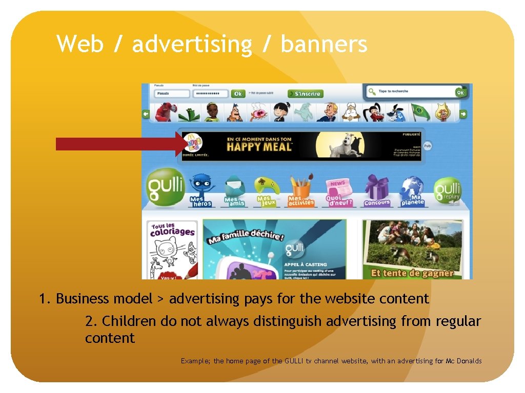 Web / advertising / banners 1. Business model > advertising pays for the website