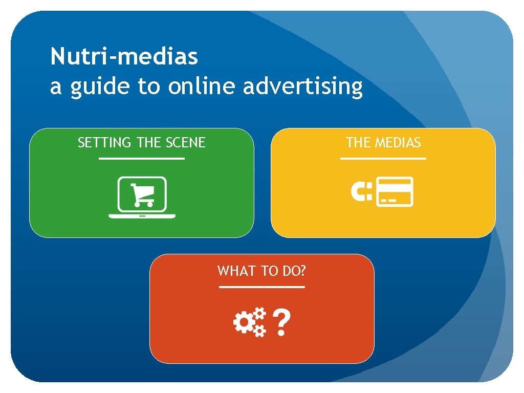Nutri-medias a guide to online advertising SETTING THE SCENE THE MEDIAS WHAT TO DO?