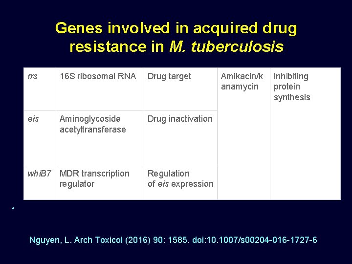  • Genes involved in acquired drug resistance in M. tuberculosis rrs 16 S