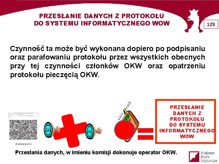 PRZESŁANIE DANYCH Z PROTOKOŁU DO SYSTEMU INFORMATYCZNEGO WOW 125 Czynność ta może być wykonana