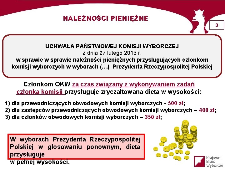 NALEŻNOŚCI PIENIĘŻNE 3 UCHWAŁA PAŃSTWOWEJ KOMISJI WYBORCZEJ z dnia 27 lutego 2019 r. w