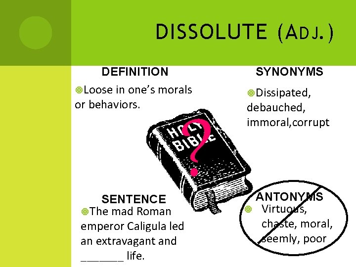 VOCABULARY UNIT 2 Review ADJOURN V DEFINITION To