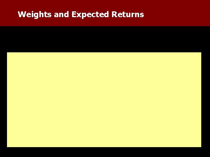 Weights and Expected Returns 