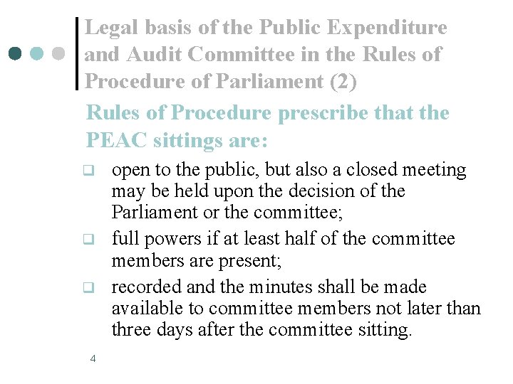 Legal basis of the Public Expenditure and Audit Committee in the Rules of Procedure