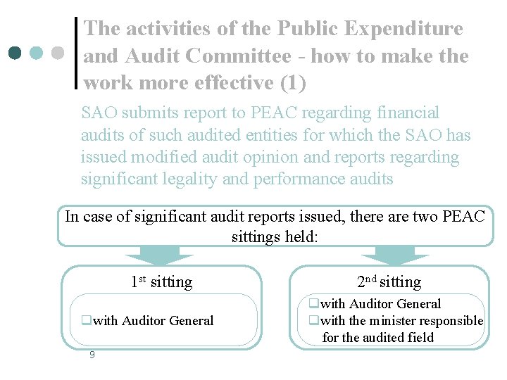 The activities of the Public Expenditure and Audit Committee - how to make the