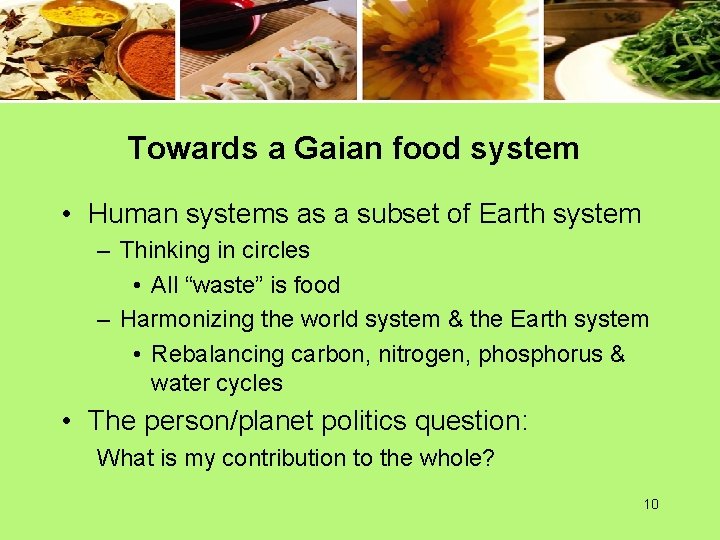 Towards a Gaian food system • Human systems as a subset of Earth system