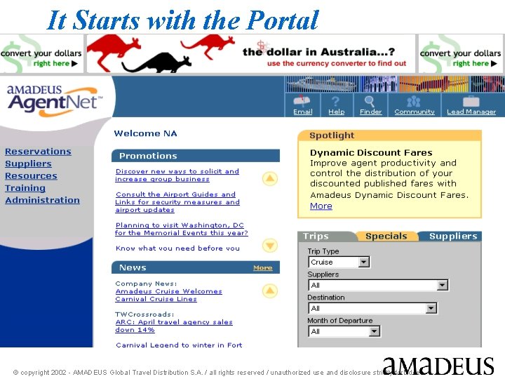 It Starts with the Portal © copyright 2002 - AMADEUS Global Travel Distribution S.