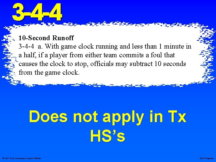 3 -4 -4 10 -Second Runoff 3 -4 -4 a. With game clock running