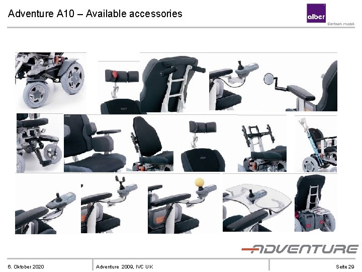 Adventure A 10 – Available accessories 6. Oktober 2020 Adventure 2009, IVC UK Seite