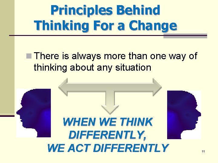 Principles Behind Thinking For a Change n There is always more than one way