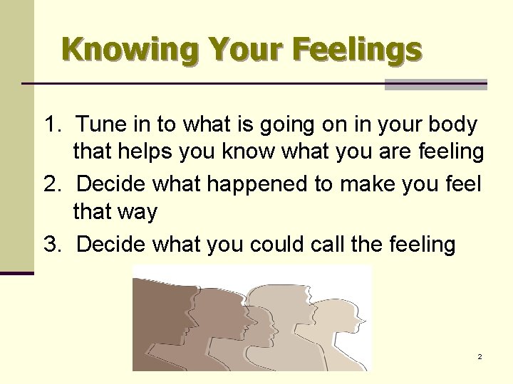 Knowing Your Feelings 1. Tune in to what is going on in your body