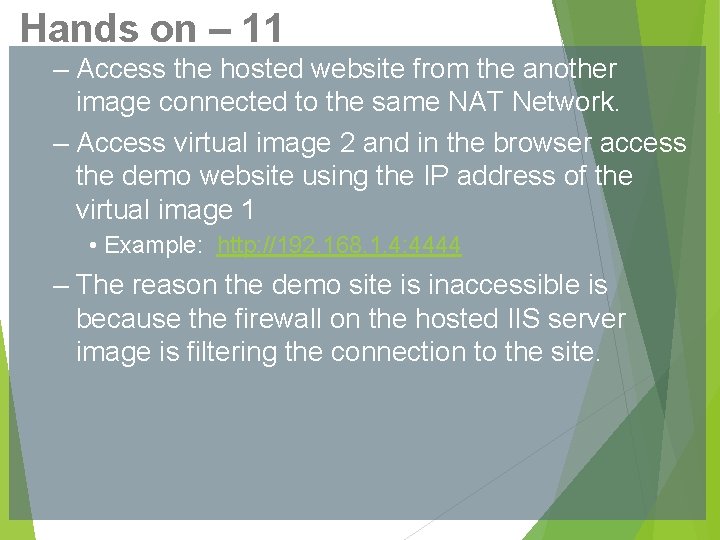 Hands on – 11 – Access the hosted website from the another image connected