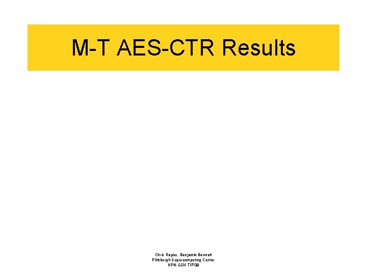 M-T AES-CTR Results Chris Rapier, Benjamin Bennett Pittsburgh Supercomputing Center HPN-SSH TIP’ 08 