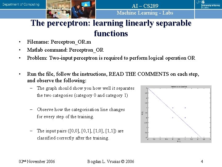 AI – CS 289 Machine Learning - Labs The perceptron: learning linearly separable functions