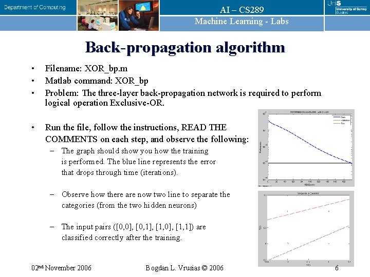 AI – CS 289 Machine Learning - Labs Back-propagation algorithm • • • Filename: