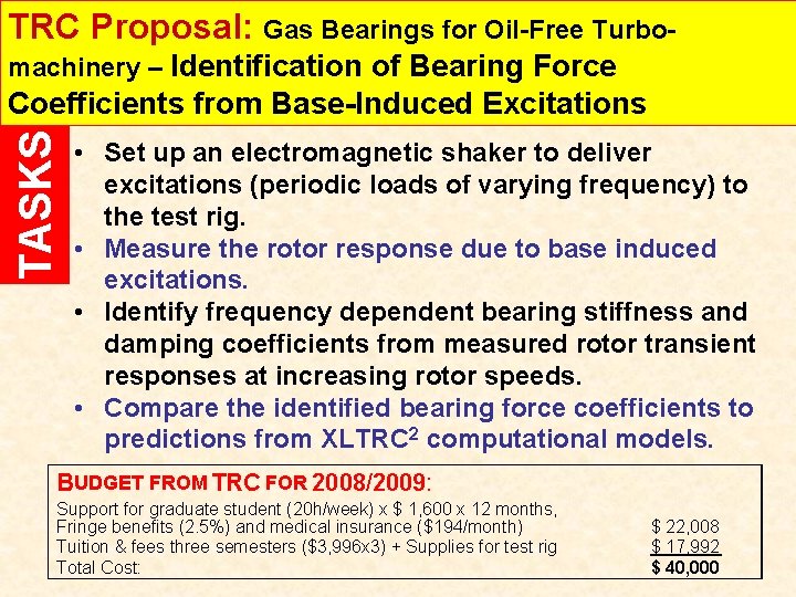 Gas Bearings for Oil-Free Turbomachinery TRC Proposal: Gas Bearings for Oil-Free Turbo- machinery –