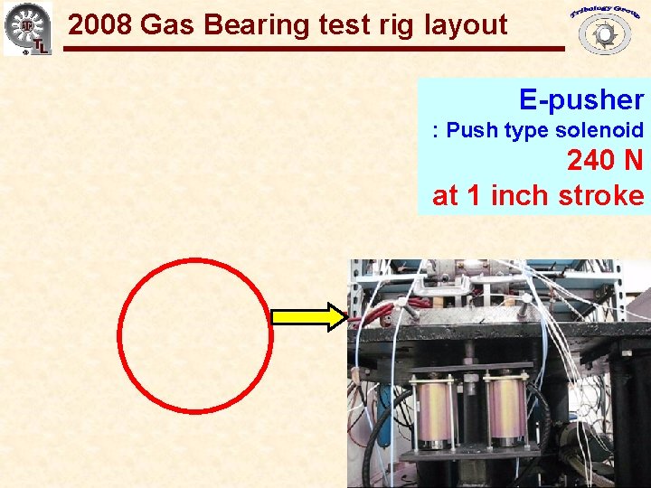 2008 Gas Bearing test rig layout Gas Bearings for Oil-Free Turbomachinery E-pusher : Push