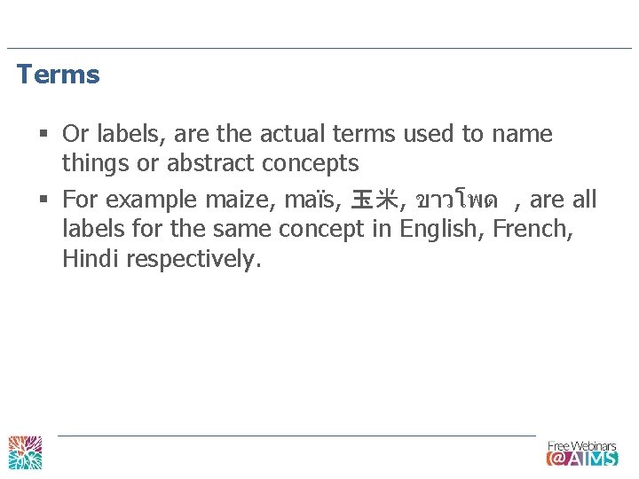 Terms § Or labels, are the actual terms used to name things or abstract