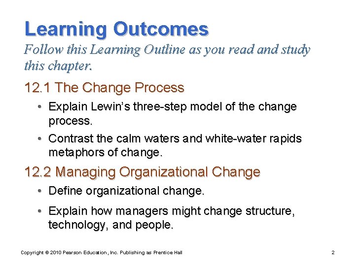 Learning Outcomes Follow this Learning Outline as you read and study this chapter. 12.