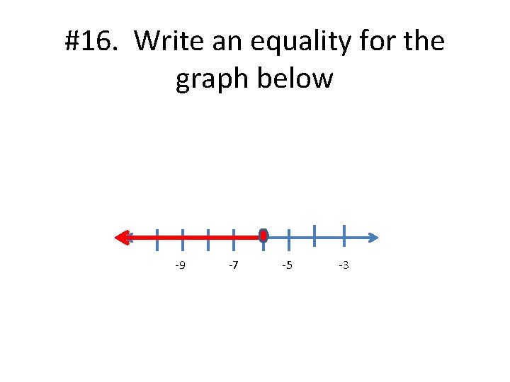 #16. Write an equality for the graph below -9 -7 -5 -3 