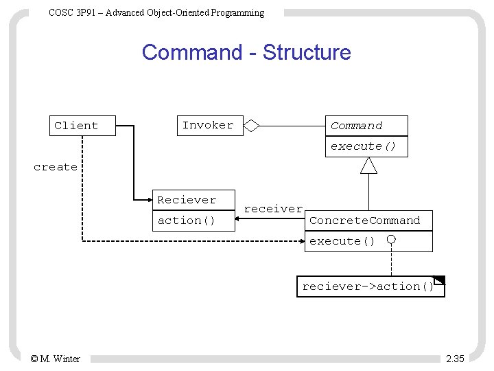 COSC 3 P 91 – Advanced Object-Oriented Programming Command - Structure Client Invoker Command