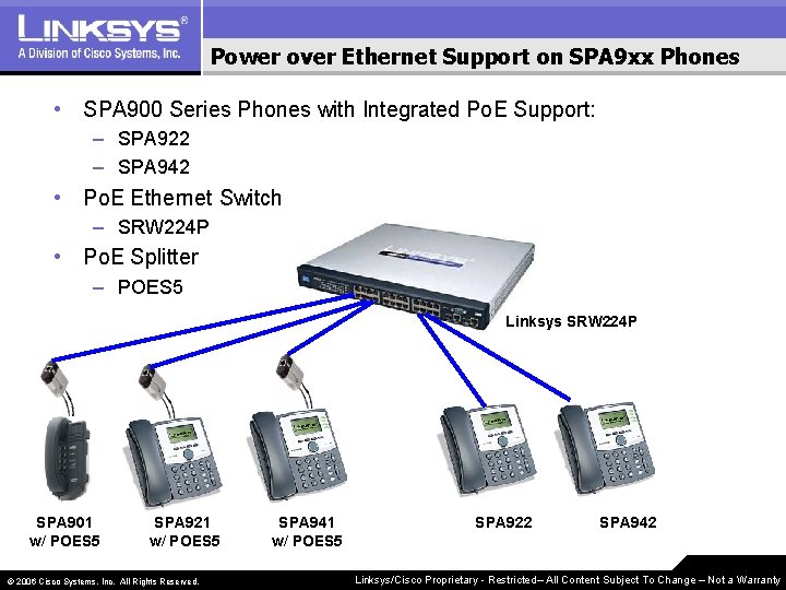 Power over Ethernet Support on SPA 9 xx Phones • SPA 900 Series Phones