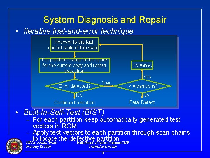 System Diagnosis and Repair • Iterative trial-and-error technique Recover to the last correct state