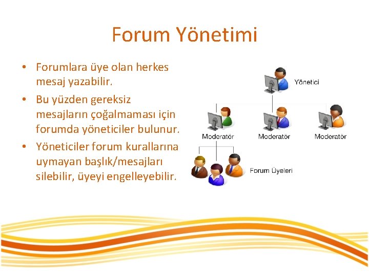 Forum Yönetimi • Forumlara üye olan herkes mesaj yazabilir. • Bu yüzden gereksiz mesajların