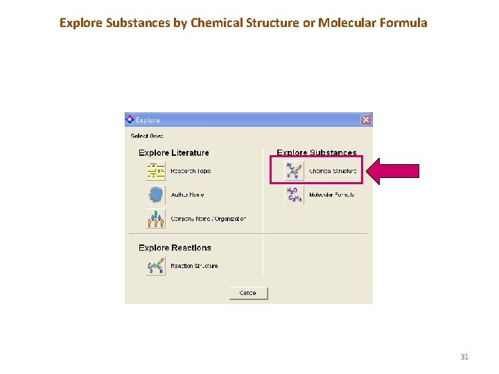 Explore Substances by Chemical Structure or Molecular Formula 31 