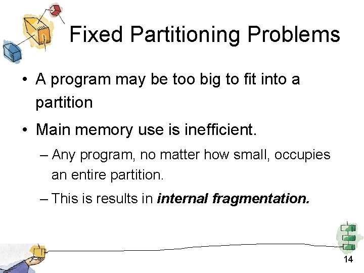 Fixed Partitioning Problems • A program may be too big to fit into a Fixed Partitioning Problems • A program may be too big to fit into a
