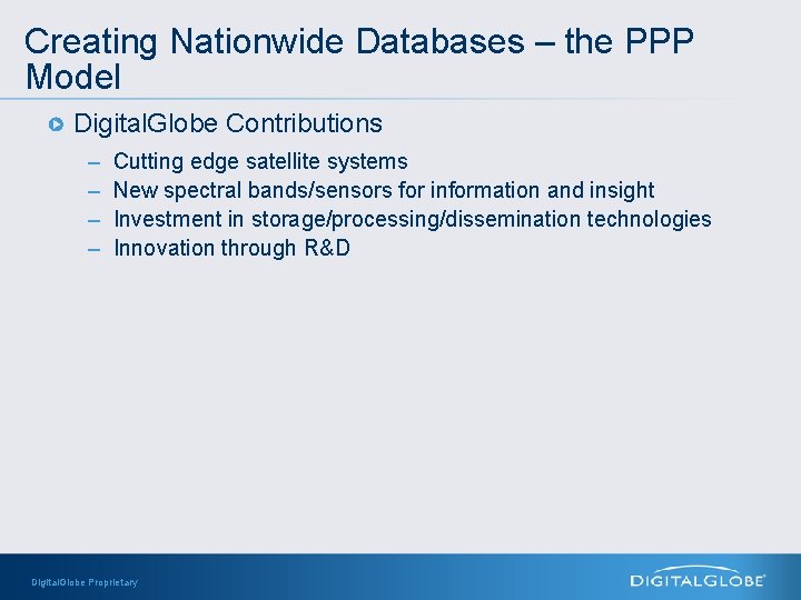Creating Nationwide Databases – the PPP Model Digital. Globe Contributions – – Cutting edge