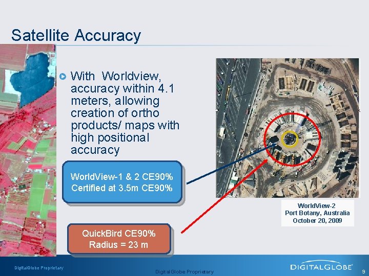 Satellite Accuracy With Worldview, accuracy within 4. 1 meters, allowing creation of ortho products/
