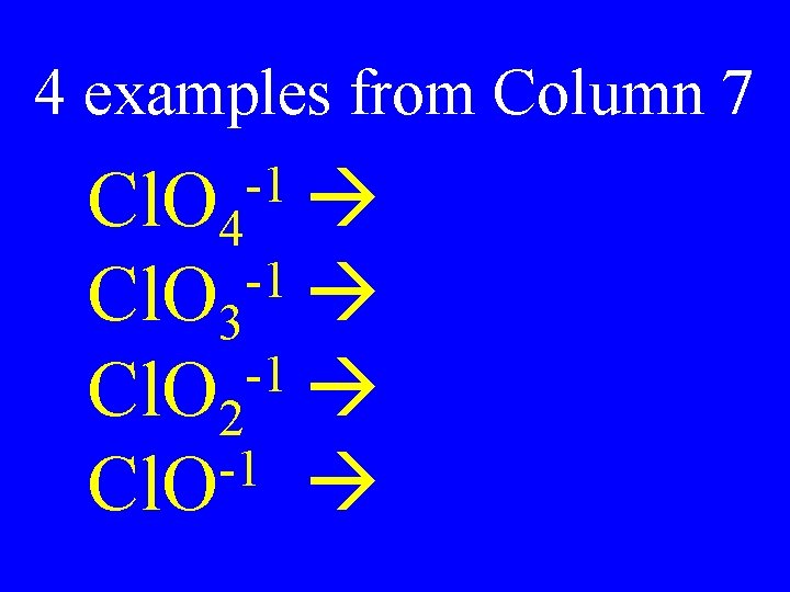 4 examples from Column 7 -1 Cl. O 4 -1 Cl. O 3 -1 4 examples from Column 7 -1 Cl. O 4 -1 Cl. O 3 -1