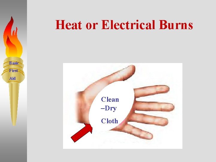 Heat or Electrical Burns Basic First Aid Clean –Dry Cloth 