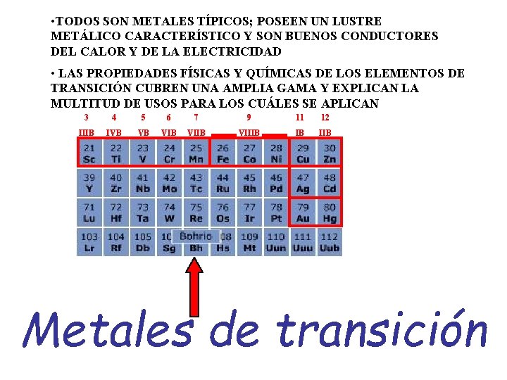  • TODOS SON METALES TÍPICOS; POSEEN UN LUSTRE METÁLICO CARACTERÍSTICO Y SON BUENOS