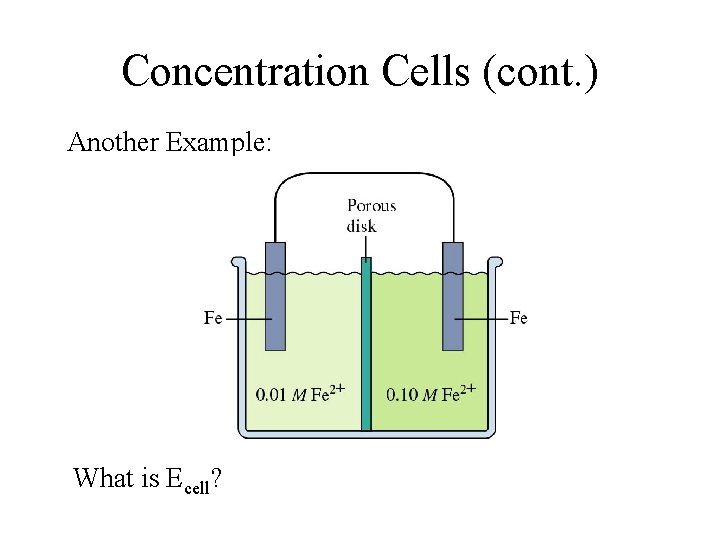 Concentration Cells (cont. ) Another Example: What is Ecell? 