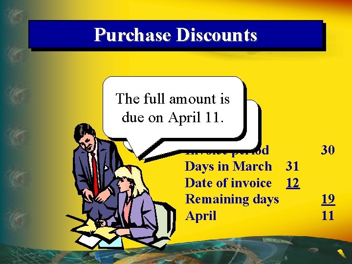 Purchase Discounts The full amount is do a simple due. Let’s on April 11.